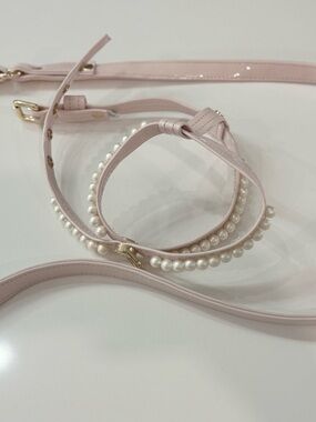 Pearl-Trim Pale Pink Leather Strap
